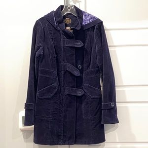 Navy Blue Corduroy Textured Coat